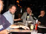 The usual suspects at the Rec.audio.pro dinner. L-R: Ted Spencer, Mike Rivers, Ty Ford, Daniel Weiss. About 75 attended, coordinated by Steve Lampen of Belden.